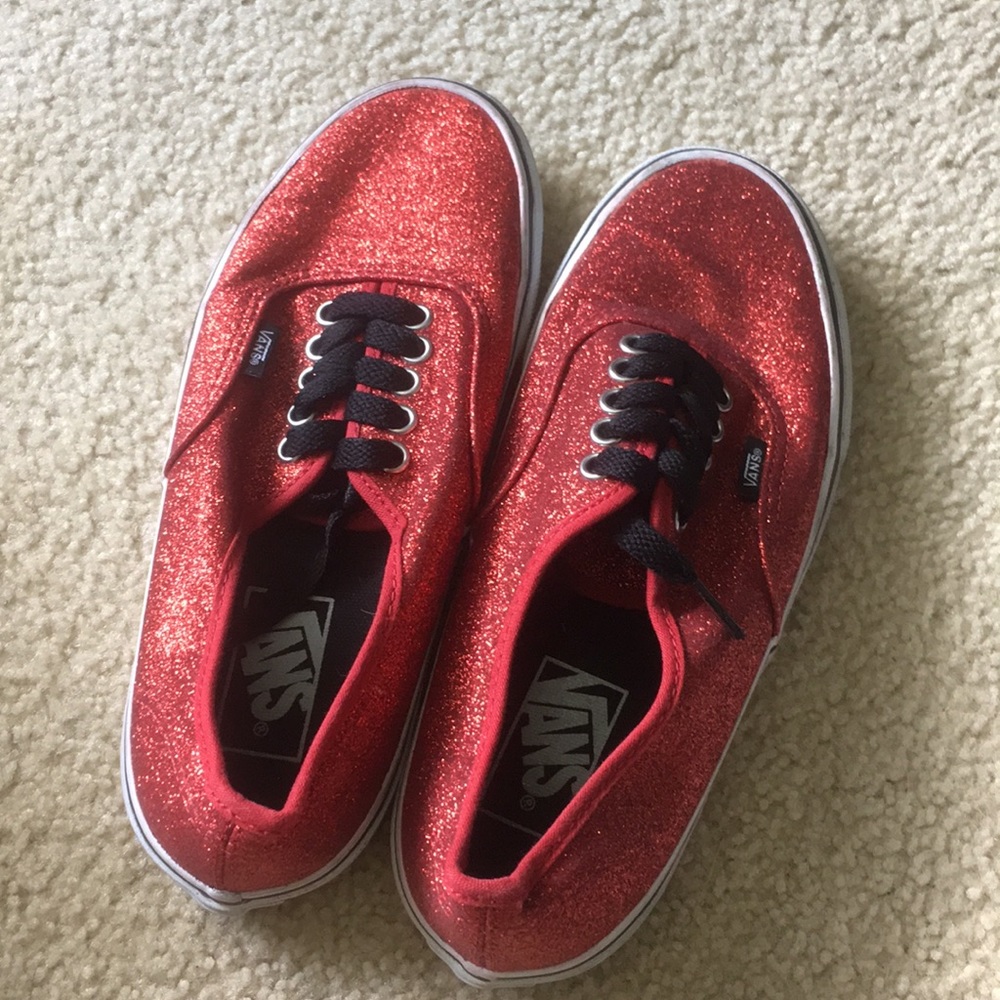 Vans red glitter shoes